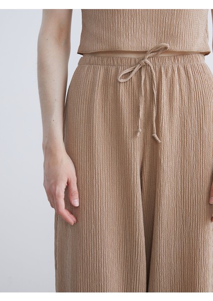 Yeni Sezon Beli Lastikli Dokulu Kadın Pantolon modelleri