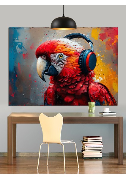 Kırmızı Papağan Kuşu Canlı Dekoratif Kanvas - Mdf Ahşap Tablo fiyatları