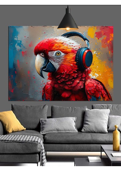 Kırmızı Papağan Kuşu Canlı Dekoratif Kanvas - Mdf Ahşap Tablo indirimleri