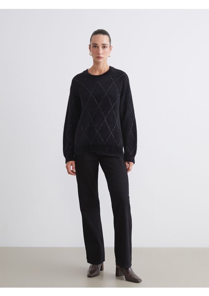 Yeni Sezon Bisiklet Yaka Desenli Kadın Triko Kazak fiyatları