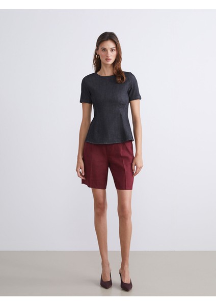 Yeni Sezon Bisiklet Yaka Peplum Jean Bluz fiyatları