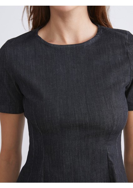 Yeni Sezon Bisiklet Yaka Peplum Jean Bluz modelleri