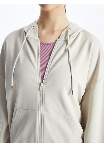 Yeni Sezon Kapüşonlu Oversize Kadın Kalın Fermuarlı Sweatshirt modelleri