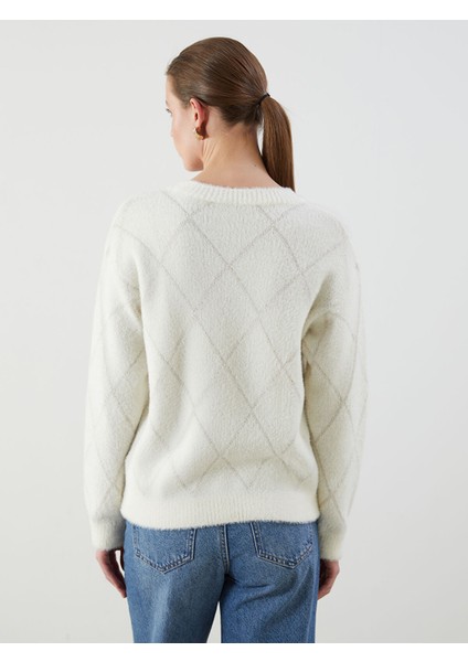 Yeni Sezon Bisiklet Yaka Desenli Kadın Triko Kazak fırsatları