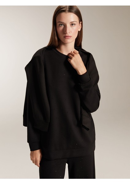 Yeni Sezon Bisiklet Yaka Taşlı Kadın Sweatshirt fiyatları