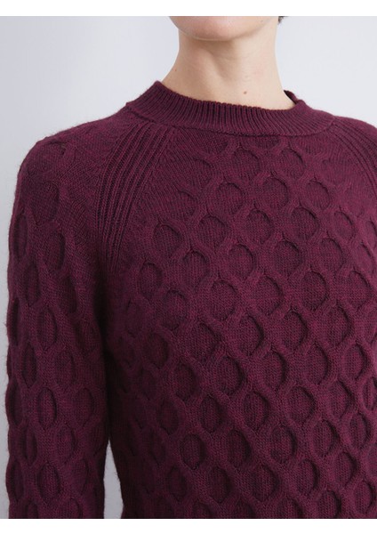 Yeni Sezon Bisiklet Yaka Kendinden Desenli Kadın Triko Kazak modelleri