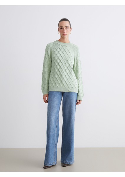 Yeni Sezon Bisiklet Yaka Kendinden Desenli Kadın Triko Kazak fiyatları