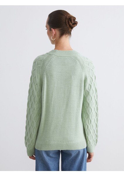 Yeni Sezon Bisiklet Yaka Kendinden Desenli Kadın Triko Kazak fırsatları