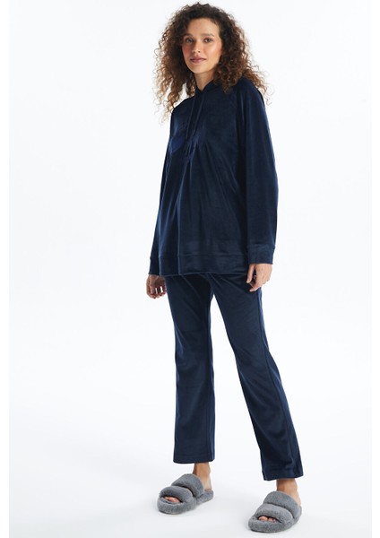 Yeni Sezon Beli Lastikli Düz Kadife Kadın Pijama Alt