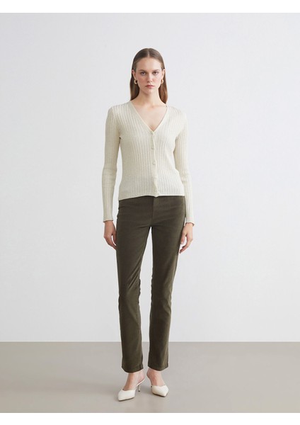 Yeni Sezon Dar Fit Kadife Kadın Pantolon