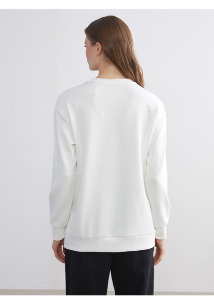 Yeni Sezon Bisiklet Yaka Taşlı Kadın Sweatshirt fırsatları