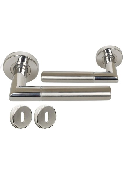 Vega Saten Nikel Oda Tipi Rozetli Paslanmaz Kapı Kolu Takım