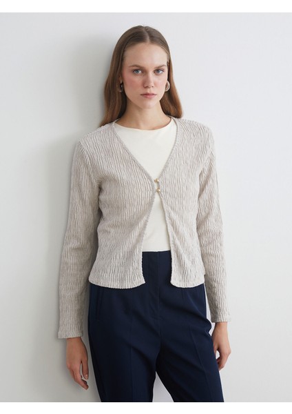 Yeni Sezon V Yaka Dokulu Kadın Hırka