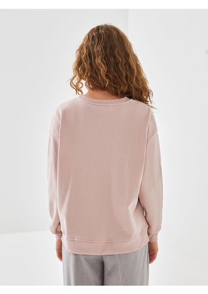 Yeni Sezon Bisiklet Yaka Nakışlı Kadın Sweatshirt fırsatları