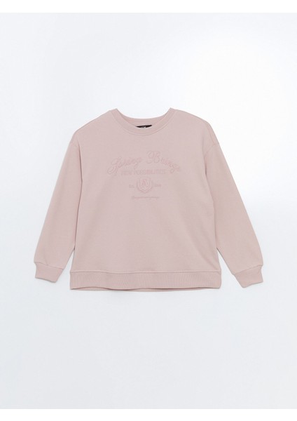 Yeni Sezon Bisiklet Yaka Nakışlı Kadın Sweatshirt indirimleri