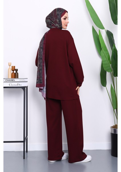 Mürdüm Yan Bağlamalı Tunik Pantolonlu Modal Takım fırsatları