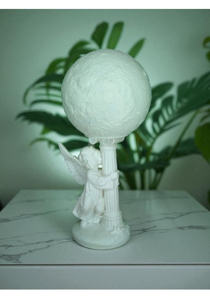 -Pilli Işıklı Melek Küre | Tealight Efektli Dekoratif Biblo | Ay Işığı Serisi modelleri
