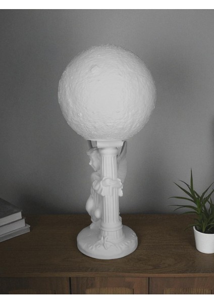 -Pilli Işıklı Melek Küre | Tealight Efektli Dekoratif Biblo | Ay Işığı Serisi