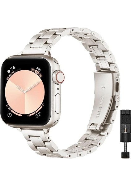 Apple Watch 11-10 42MM 9 8 7 41MM 6 5 4 Se 40MM 38MM Uyumlu 5 Parçalı Bakla Çelik Kordon