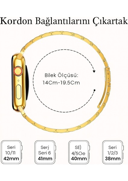 Apple Watch 11-10 42MM 9 8 7 41MM 6 5 4 Se 40MM 38MM Uyumlu 5 Parçalı Bakla Çelik Kordon fiyatları