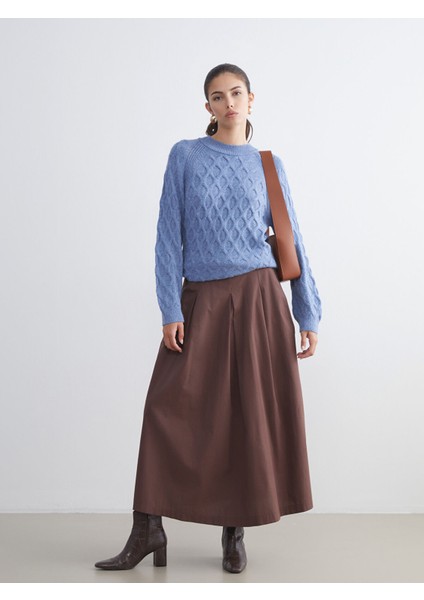 Yeni Sezon Bisiklet Yaka Kendinden Desenli Kadın Triko Kazak fiyatları