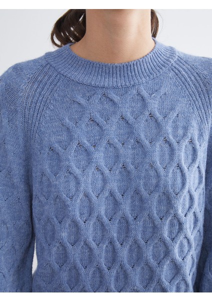 Yeni Sezon Bisiklet Yaka Kendinden Desenli Kadın Triko Kazak modelleri