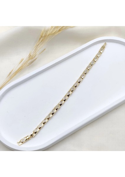 Royal Diamond Kuyumcu Işçiliği 14K Altın Kaplama Premium Seri Kadın Çelik Bileklik fırsatları