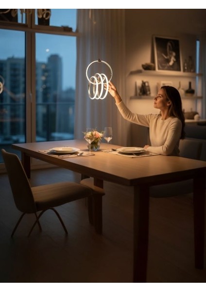 Imza Model Modern LED Sarkıt Avize 3 Renk