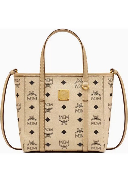 Mini Toni Tote Çanta, Nappa Deri & Kanvas Shopper