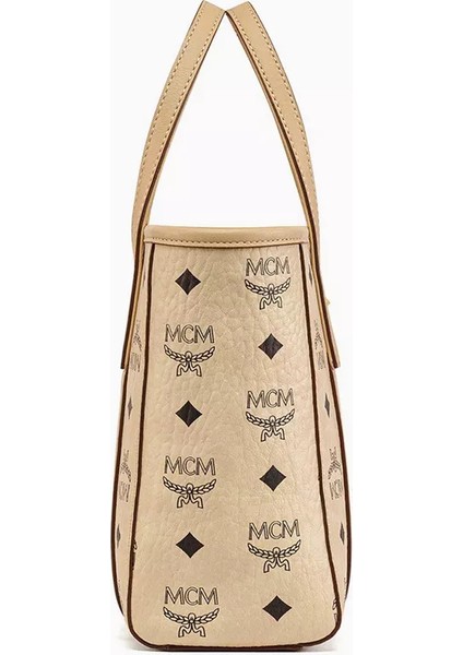 Mini Toni Tote Çanta, Nappa Deri & Kanvas Shopper