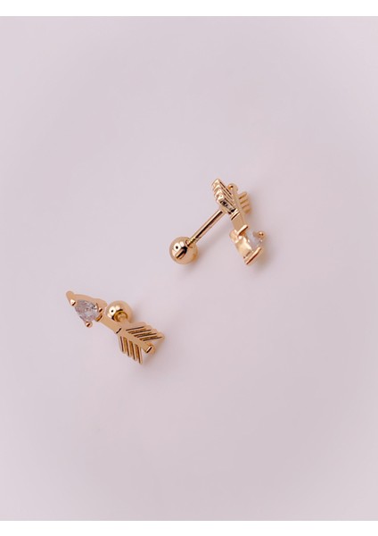 Cerrrahi Çelik Piercing ( Pirsing ) Zirkon Taşlı Ok Tragus Helix Piercing (1ADET) fiyatları