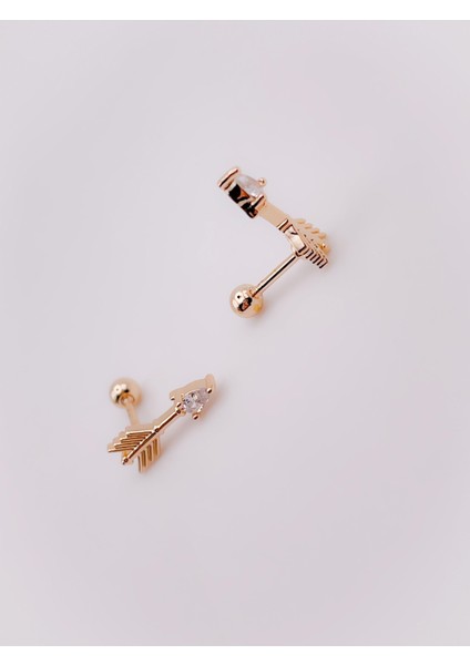 Cerrrahi Çelik Piercing ( Pirsing ) Zirkon Taşlı Ok Tragus Helix Piercing (1ADET) modelleri