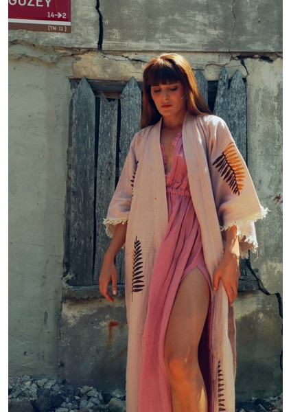 Ferns Tahta Baskılı Müslin Kaftan