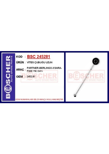 Vites Çubuğu Uzun PARTNER-BERLINGO-XSARA-P206 Ym. 04 >