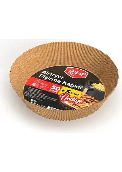 Airfryer Pişirme Kağıdı Yuvarlak 20CM 50 + 5 Adet (5 Adet Hediye)