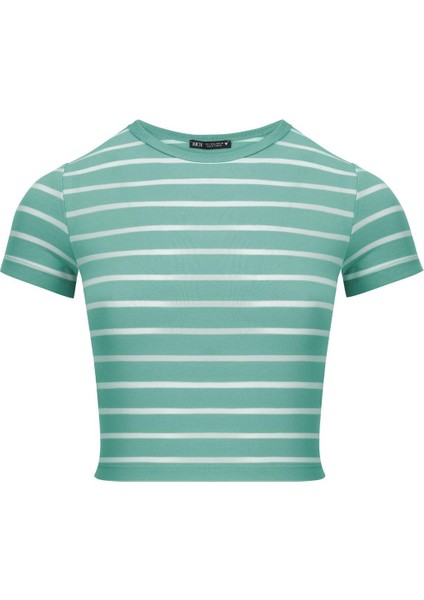 Kadın 3'lü Paket Kısa Kollu Bisiklet Yaka Crop modelleri