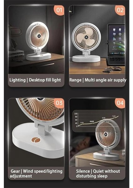 Masaüstü Vantilatör, 3 Renk Işıklı, 4 Hız Kademesi, Ayarlanabilir 90° Dönüş, Sessiz Fan fırsatları