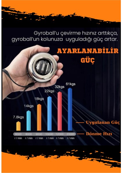 Gyro Ball El Bilek Egzersiz Topu Kol Kuvvet Güç Topu Powerball Kas Geliştirici fırsatları