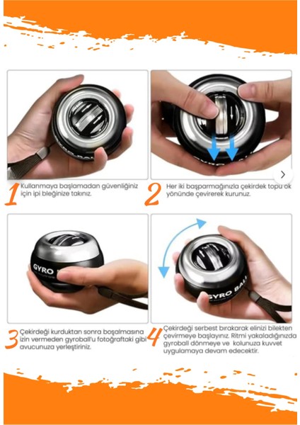 Gyro Ball El Bilek Egzersiz Topu Kol Kuvvet Güç Topu Powerball Kas Geliştirici indirimleri