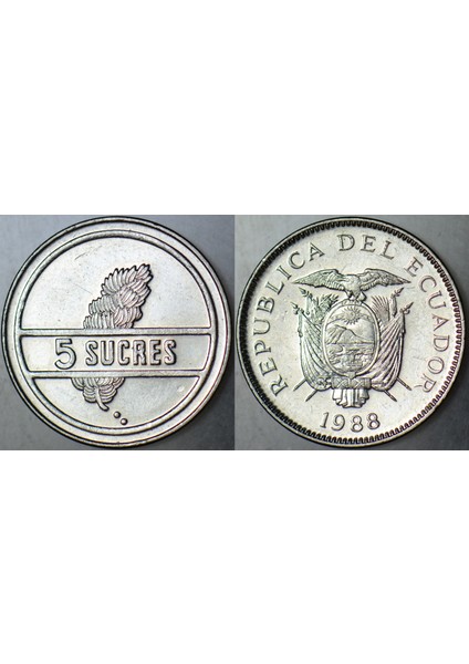Ekvador 5 Sucre 1988 Bu Tipin Basıldığı Ilk Yıl. Çilaltı fırsatları
