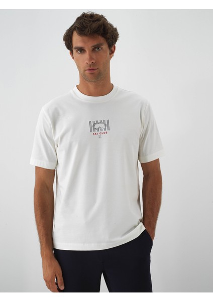 Erkek Ekru Pamuk Dokulu Regular Fit Tişört fiyatları