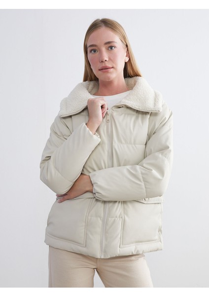 Yeni Sezon Dik Yaka Oversize Kadın Şişme Mont