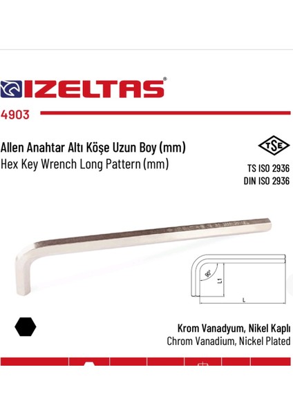 Alyan (Allen) Anahtar Uzun Boy 12MM