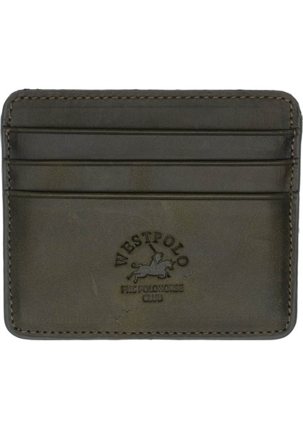 Unisex Süper Slim Para Bölmeli Hakiki Deri Ince Kartlık Cüzdan 6 Bölmeli - Yeşil modelleri