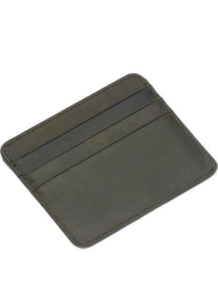 Unisex Süper Slim Para Bölmeli Hakiki Deri Ince Kartlık Cüzdan 6 Bölmeli - Yeşil fırsatları
