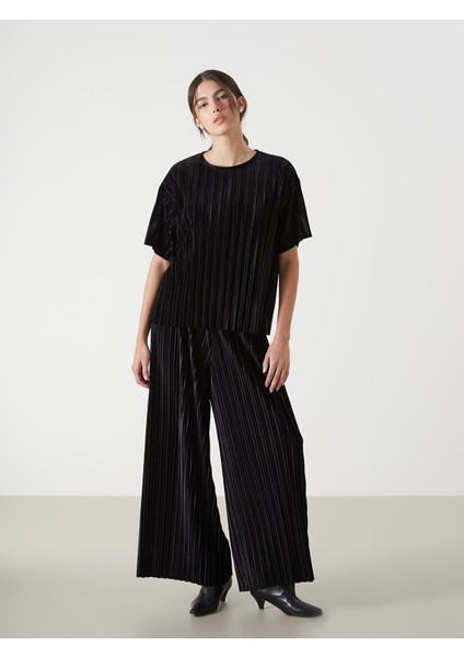 Yeni Sezon Beli Lastikli Kadife Kadın Pantolon