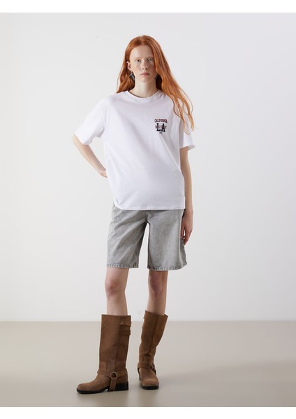 Yeni Sezon Bisiklet Yaka California Baskılı Kadın Tişört fırsatları