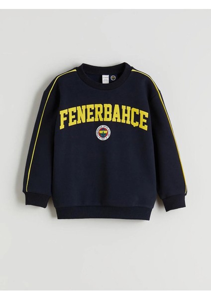 Bisiklet Yaka Fenerbahçe Baskılı Erkek Çocuk Sweatshirt (W5)