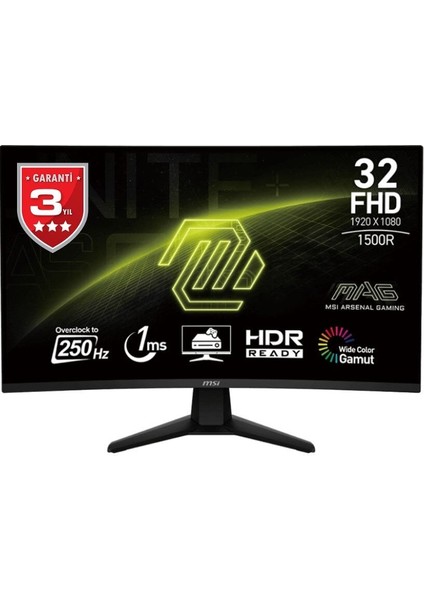 31.5 Msı Mag 32C6X 1ms 250HZ Fhd Curve 1500R Va Adaptıve-Sync Gamıng Monıtor