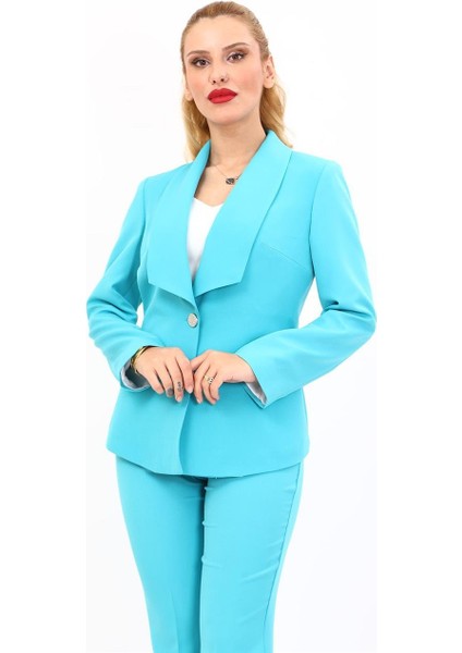 Amerikan Yaka Klasik Ceket-Turkuaz